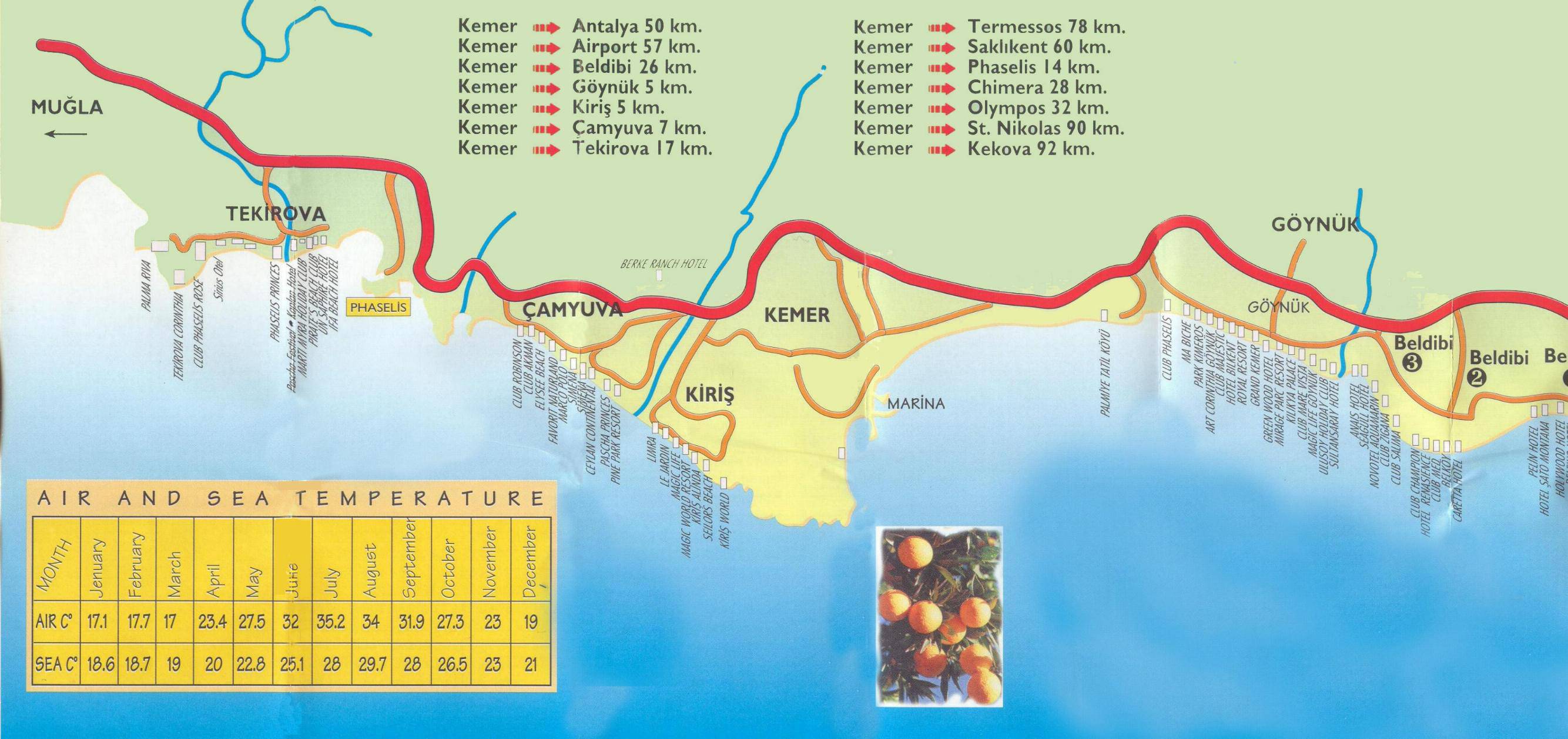 город кемер в турции на карте