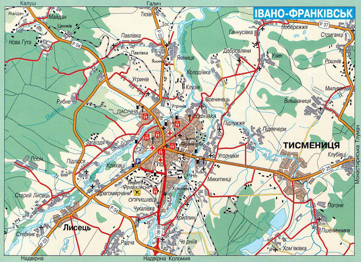Ивано-Франковск на карте мира / Подробные карты Ивано-Франковска