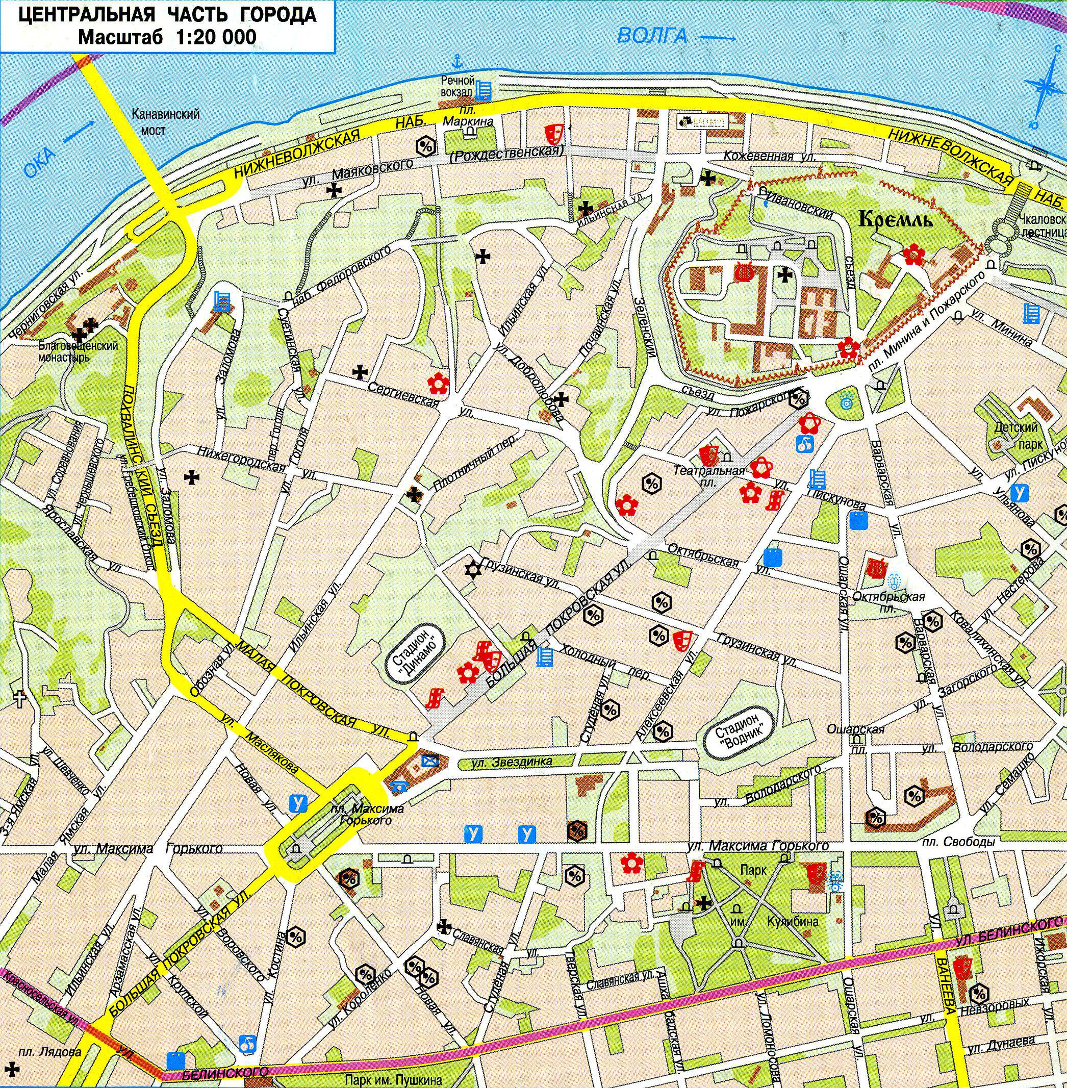 Карта центра нижнего новгорода
