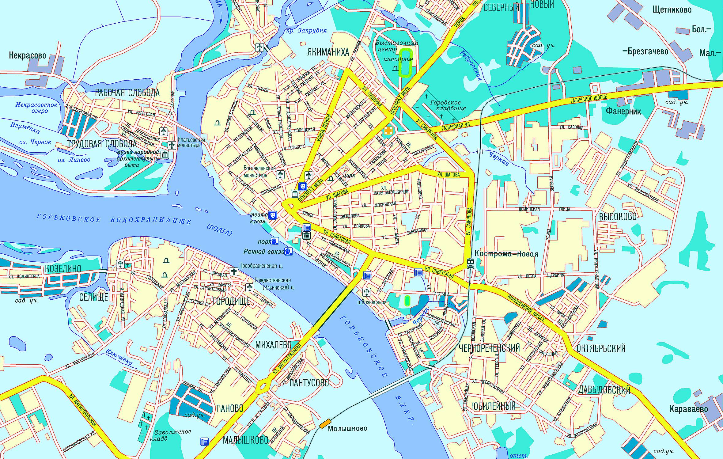 Карта с обзором улиц