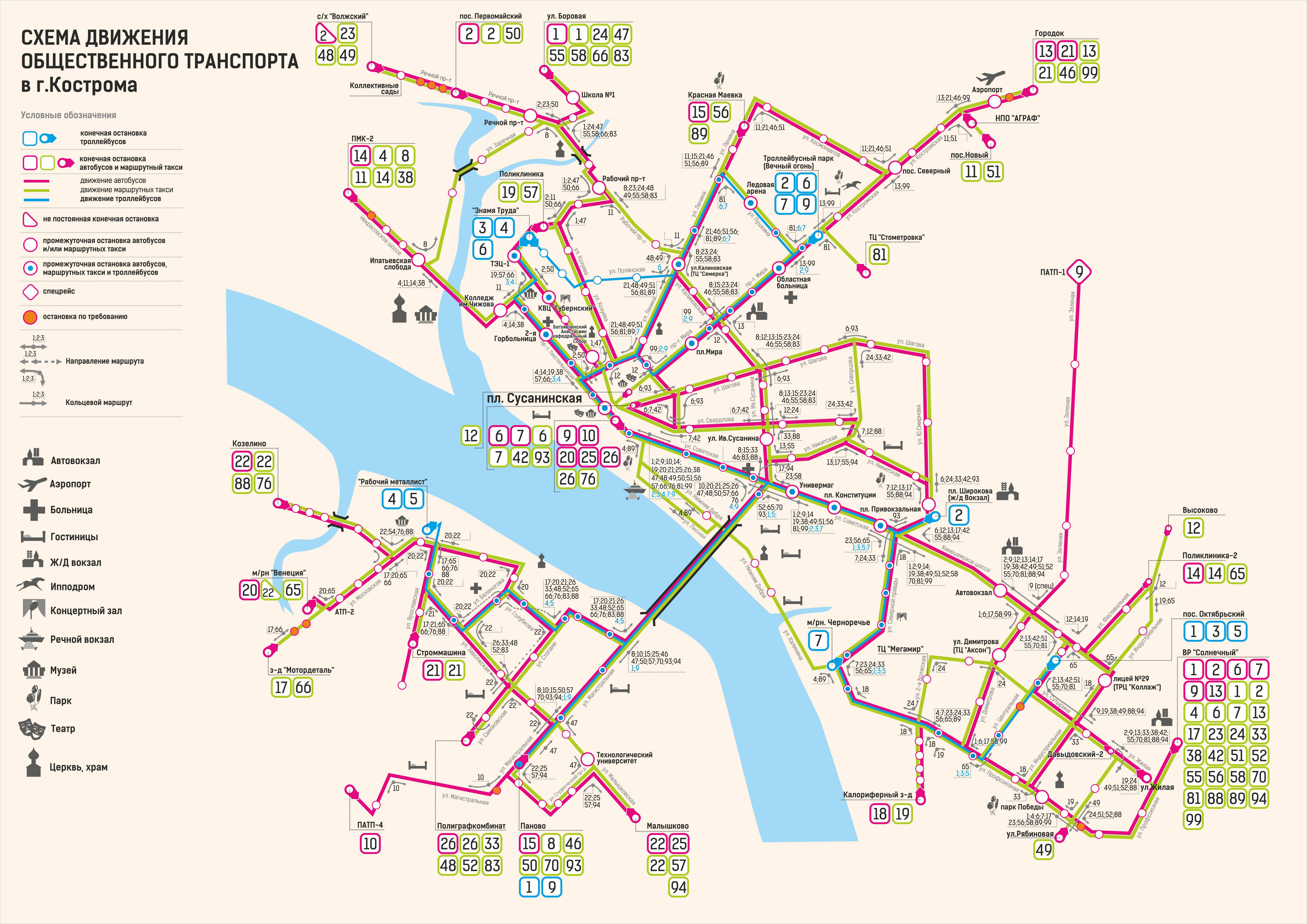 Карта транспорта туда. Маршруты общественного транспорта в Костроме на карте. Схема движения общественного транспорта в г Кострома. Схема движения автобусов в Костроме. Схема маршрутов общественного транспорта Кострома.
